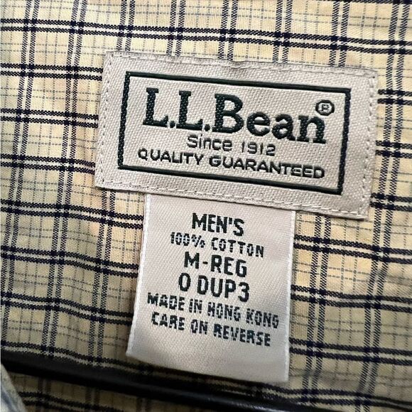 L.L. Bean yellow checked men’s button down shirt size M - Picture 6 of 7
